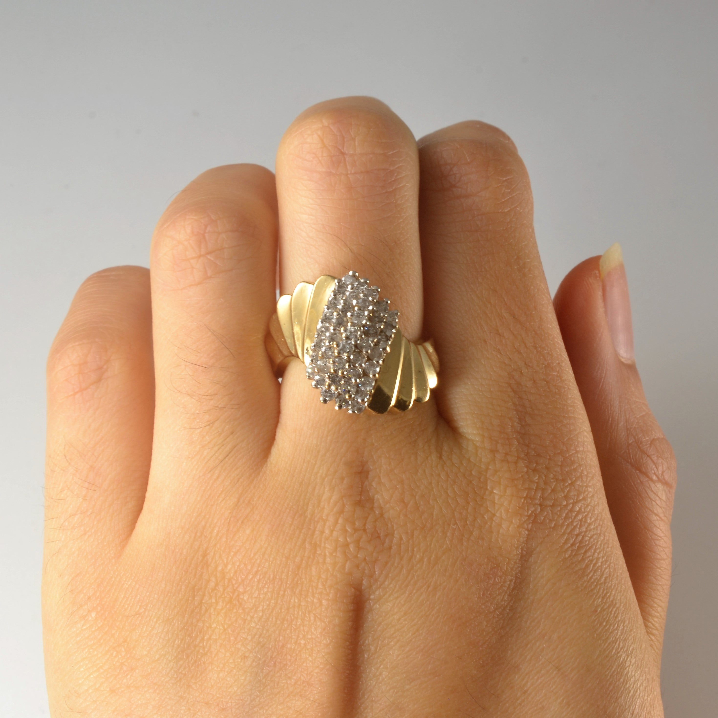 Cluster Diamond Bypass Ring | 0.80ctw | SZ 6.5 |
