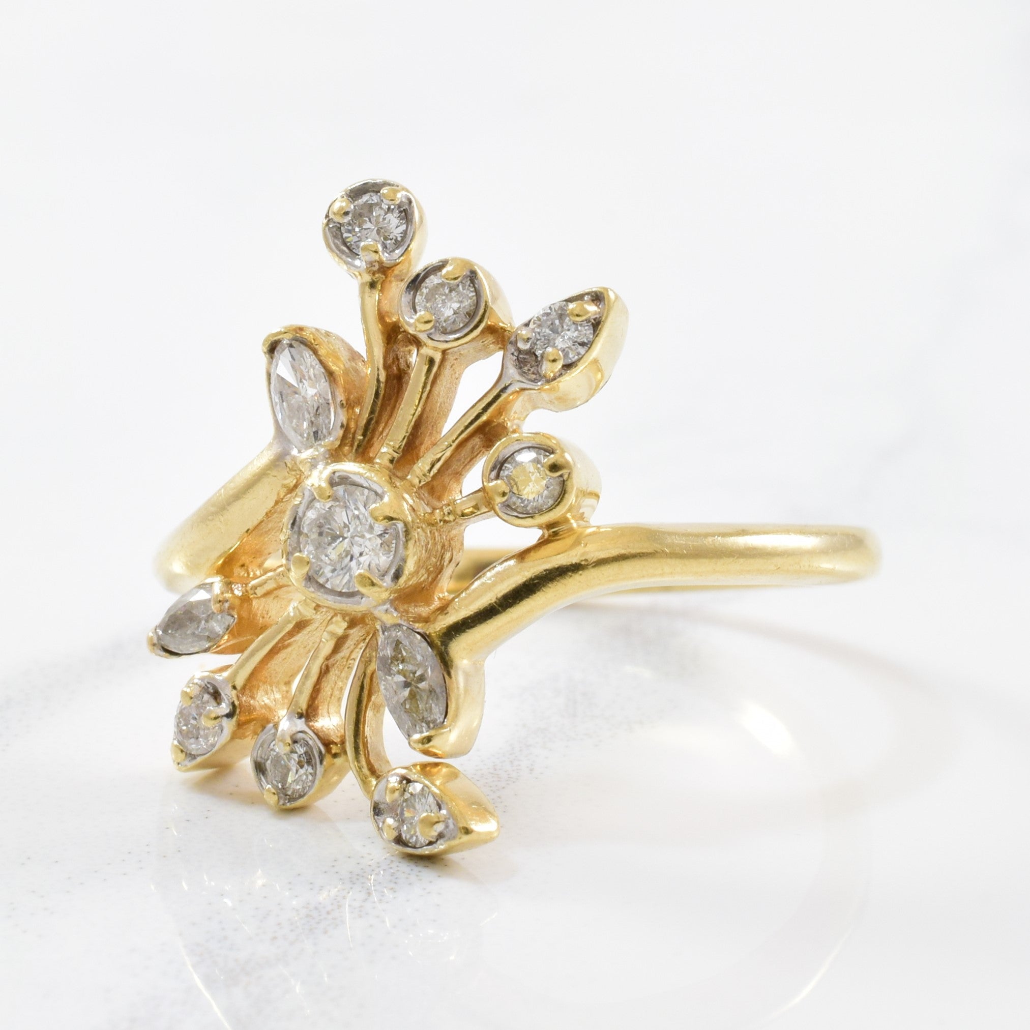 Diamond Floral Cocktail Ring | 0.30ctw | SZ 8 |