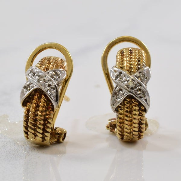 Diamond 'X' French Clip Stud Earrings | 0.03ctw |