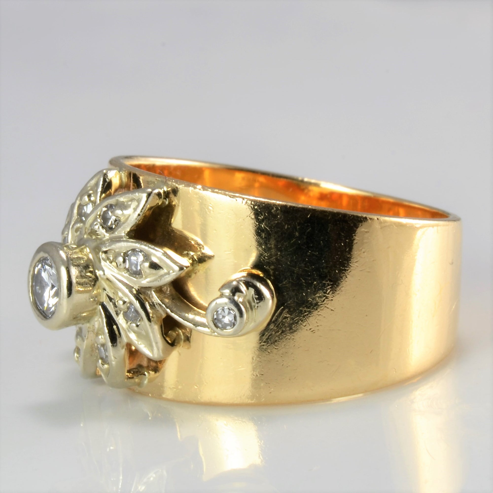 Vintage Floral Inspire Diamond Wide Ring | 0.27 ctw, SZ 7.5 |