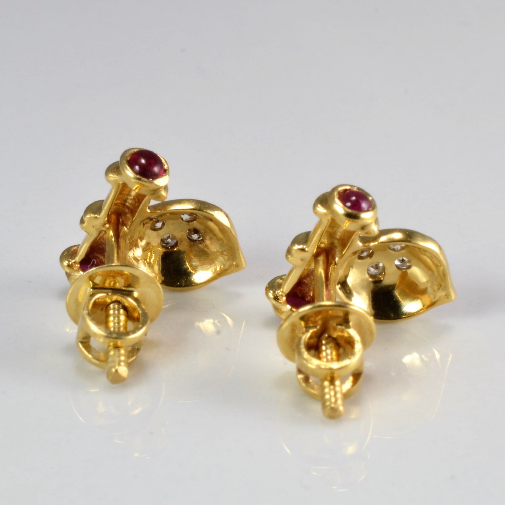 Diamond & Ruby Ladies Earrings | 0.06 ctw |