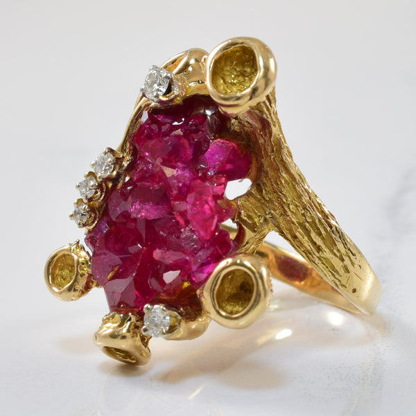 Abstract Ruby Crystal & Diamond Ring | 9.00ct, 0.16ctw | SZ 5.25 |
