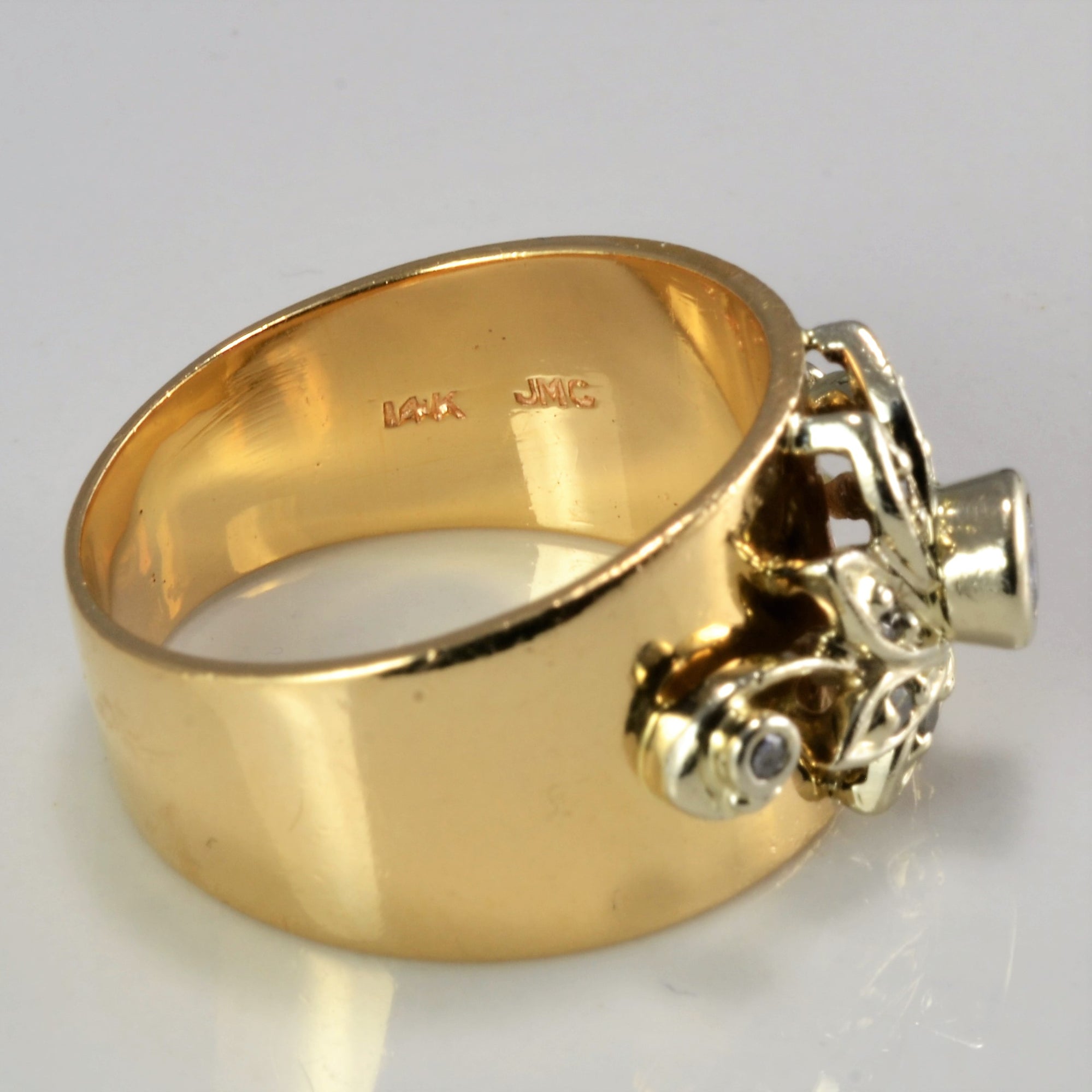 Vintage Floral Inspire Diamond Wide Ring | 0.27 ctw, SZ 7.5 |