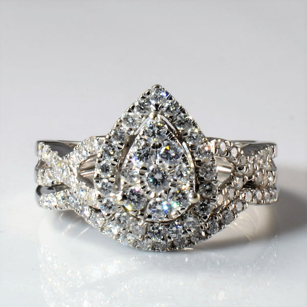 Diamond Pear Cluster Soldered Wedding Set | 0.75ctw | SZ 7.5 |