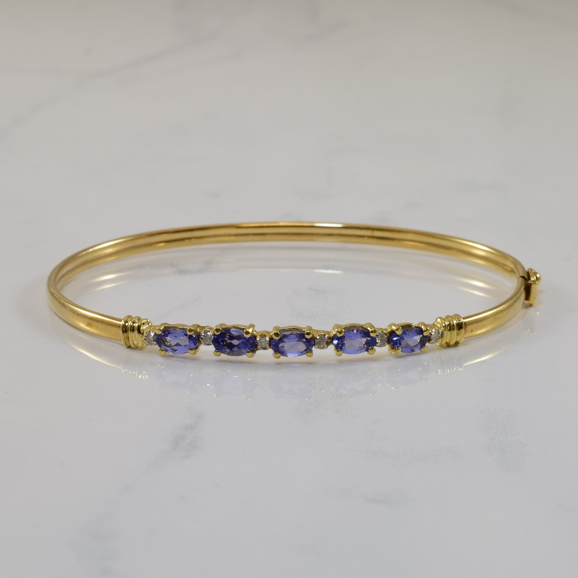 Tanzanite & Diamond Bangle Bracelet | 1.00ctw, 0.03ctw | 7.5" |