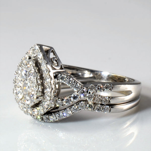 Diamond Pear Cluster Soldered Wedding Set | 0.75ctw | SZ 7.5 |