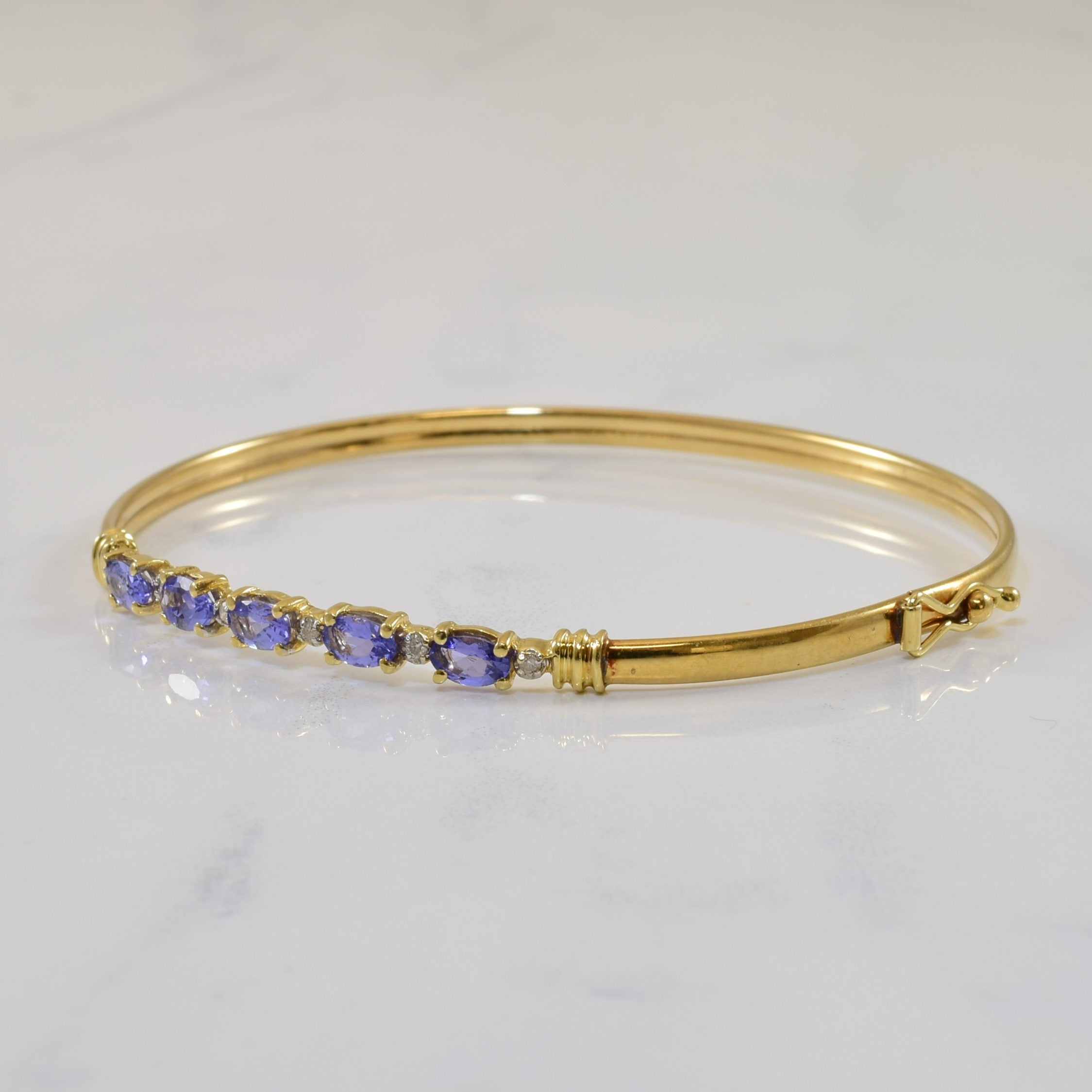 Tanzanite & Diamond Bangle Bracelet | 1.00ctw, 0.03ctw | 7.5" |