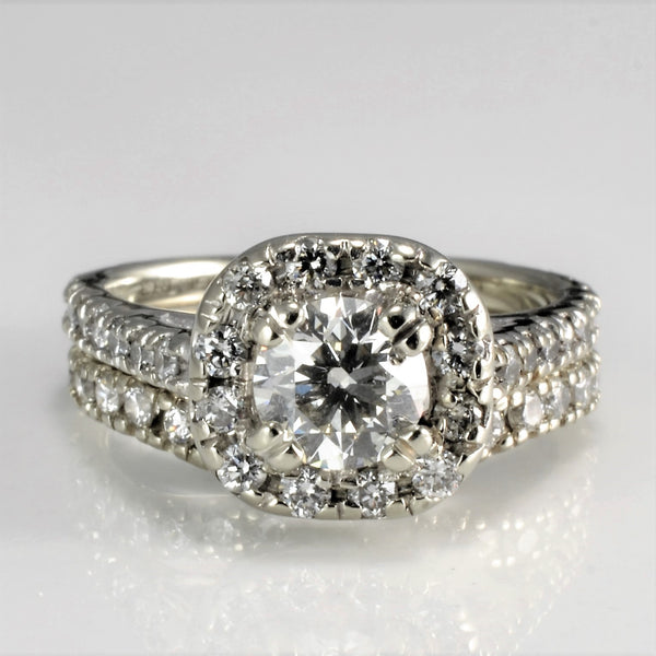Halo Diamond Engagement Ring Set | 1.13 ctw, SZ 3.25 |
