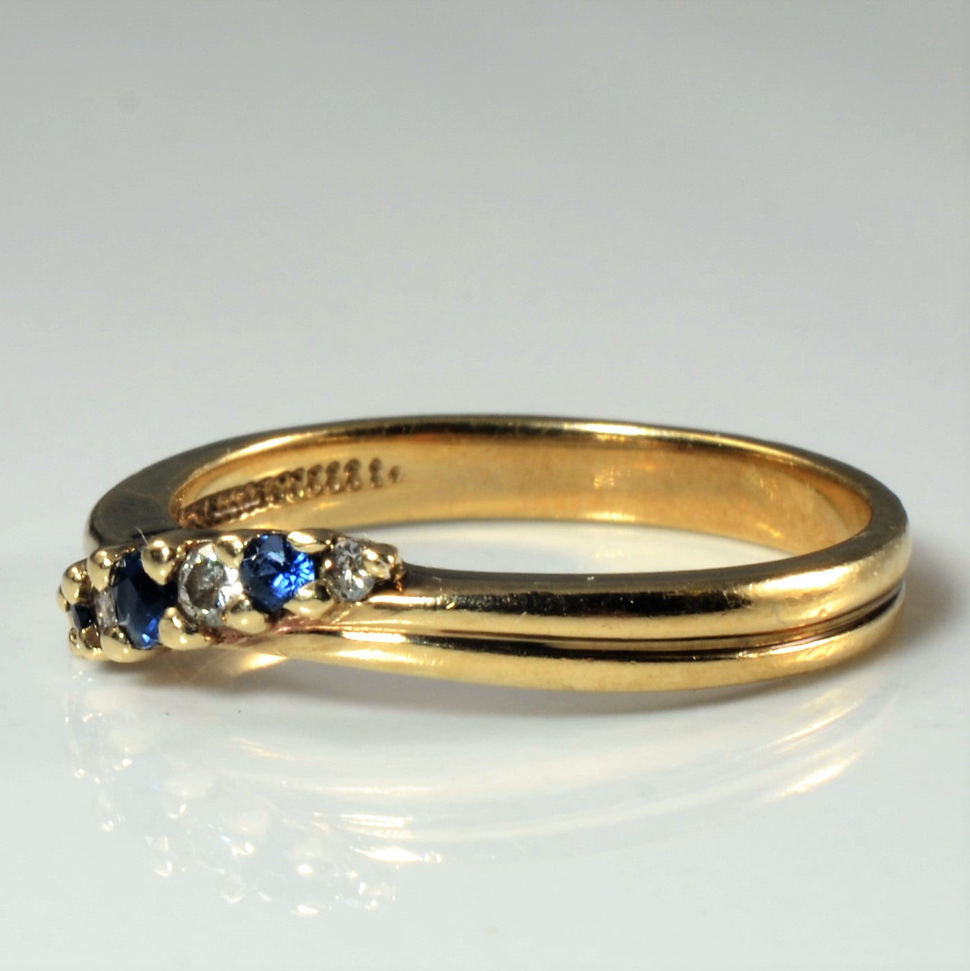 Seven Stone Diamond & Sapphire Ring | 0.05ctw, 0.05ctw | SZ 5.25|