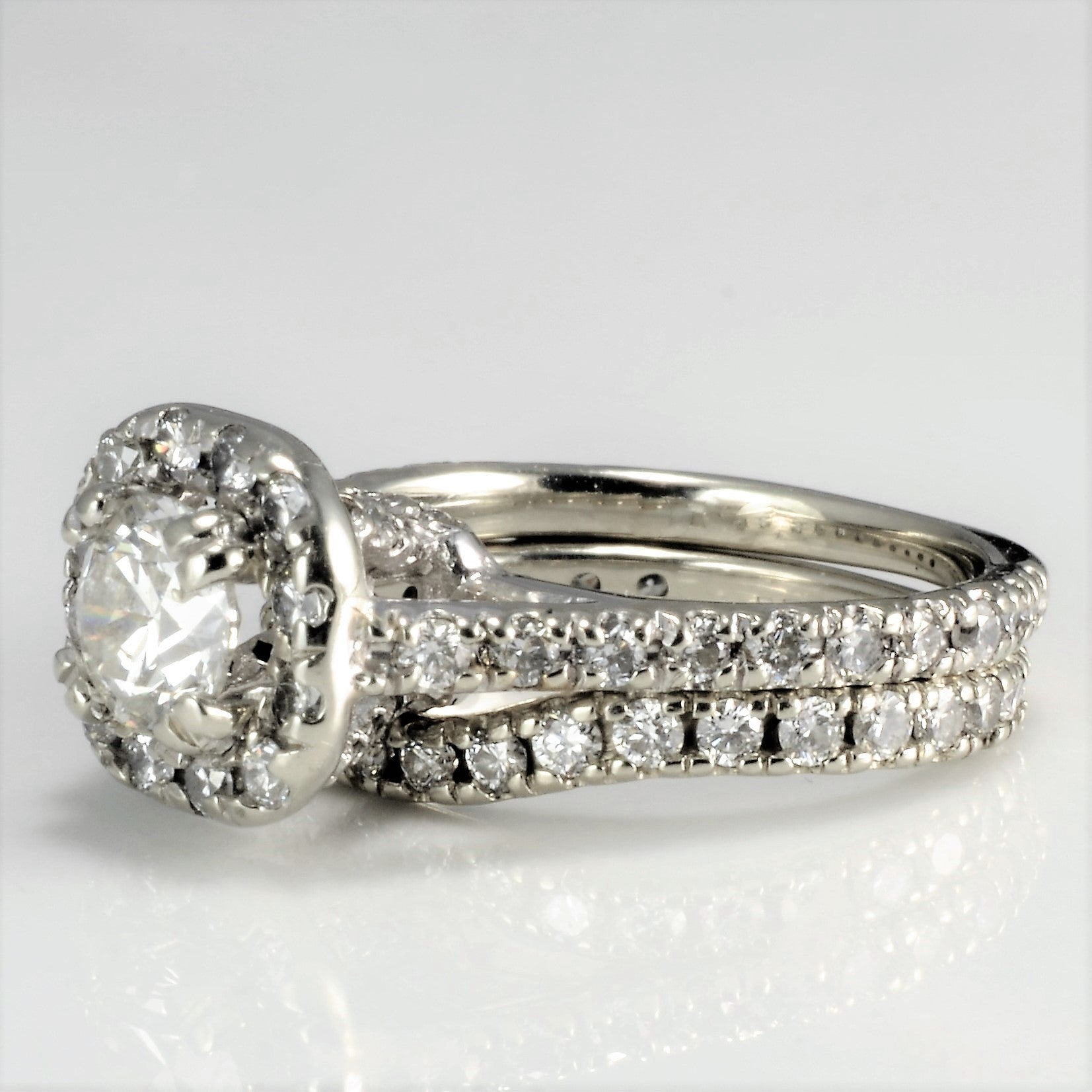 Halo Diamond Engagement Ring Set | 1.13 ctw, SZ 3.25 |