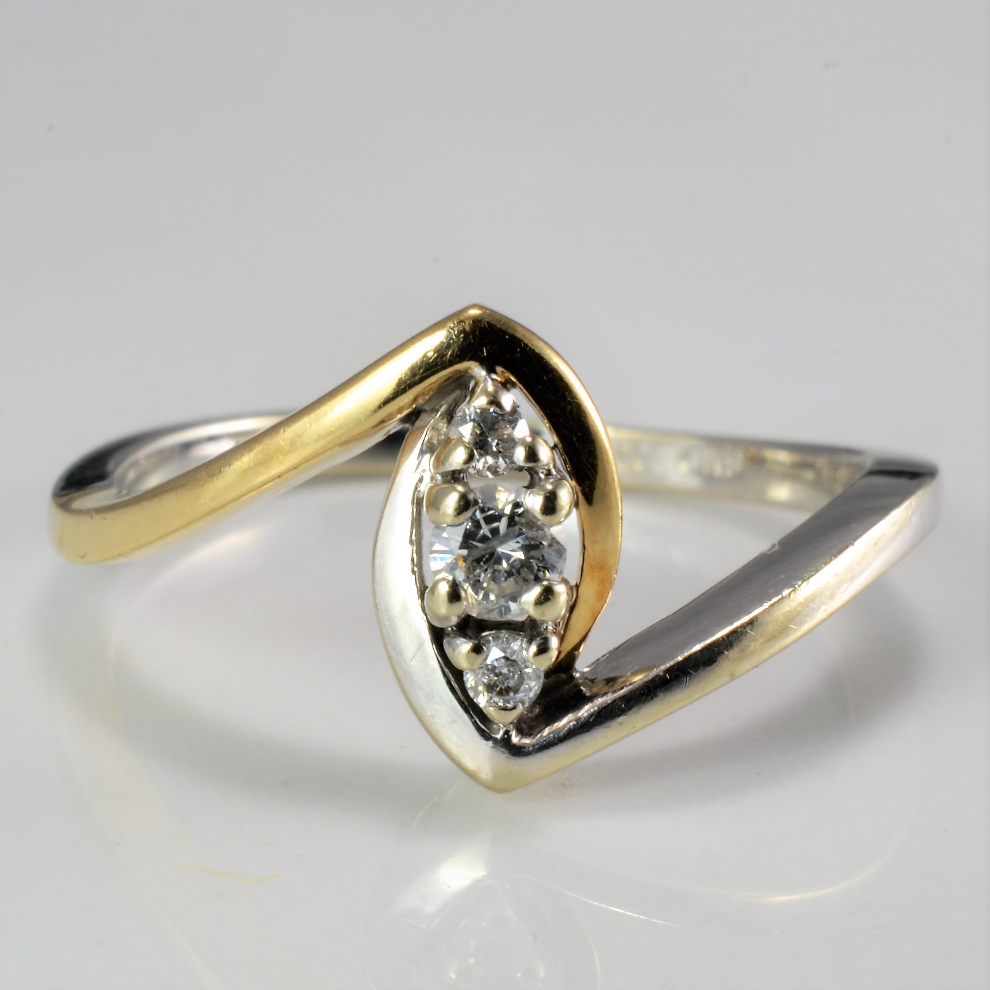 Bypass Two Tone Gold Diamond Ring | 0.10 ctw, SZ 6.25 |