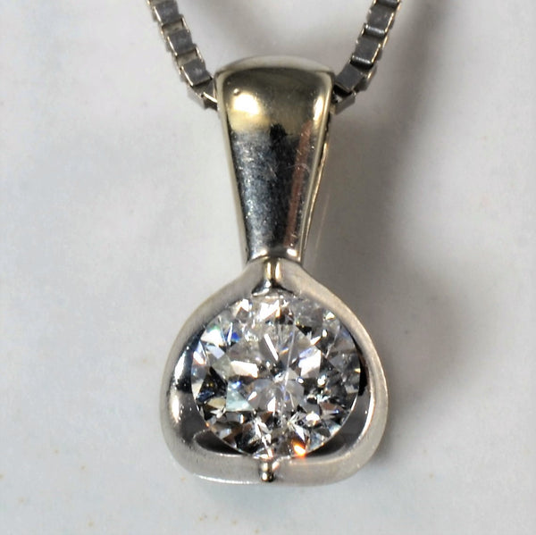 Half Moon Diamond Solitaire Necklace | 0.30ct | 20