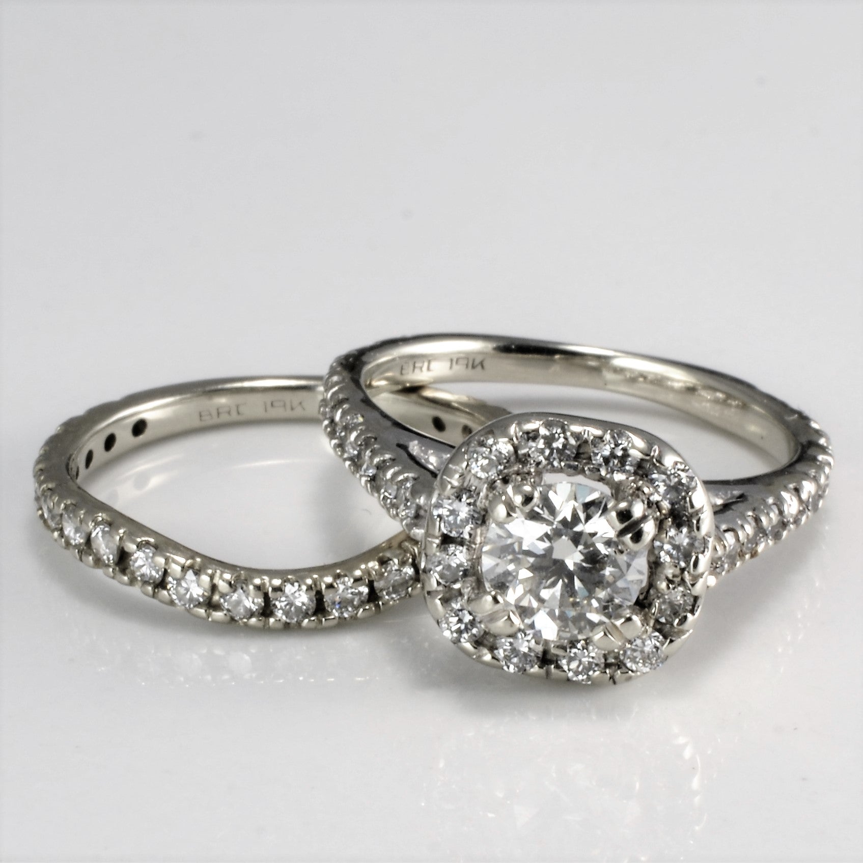 Halo Diamond Engagement Ring Set | 1.13 ctw, SZ 3.25 |