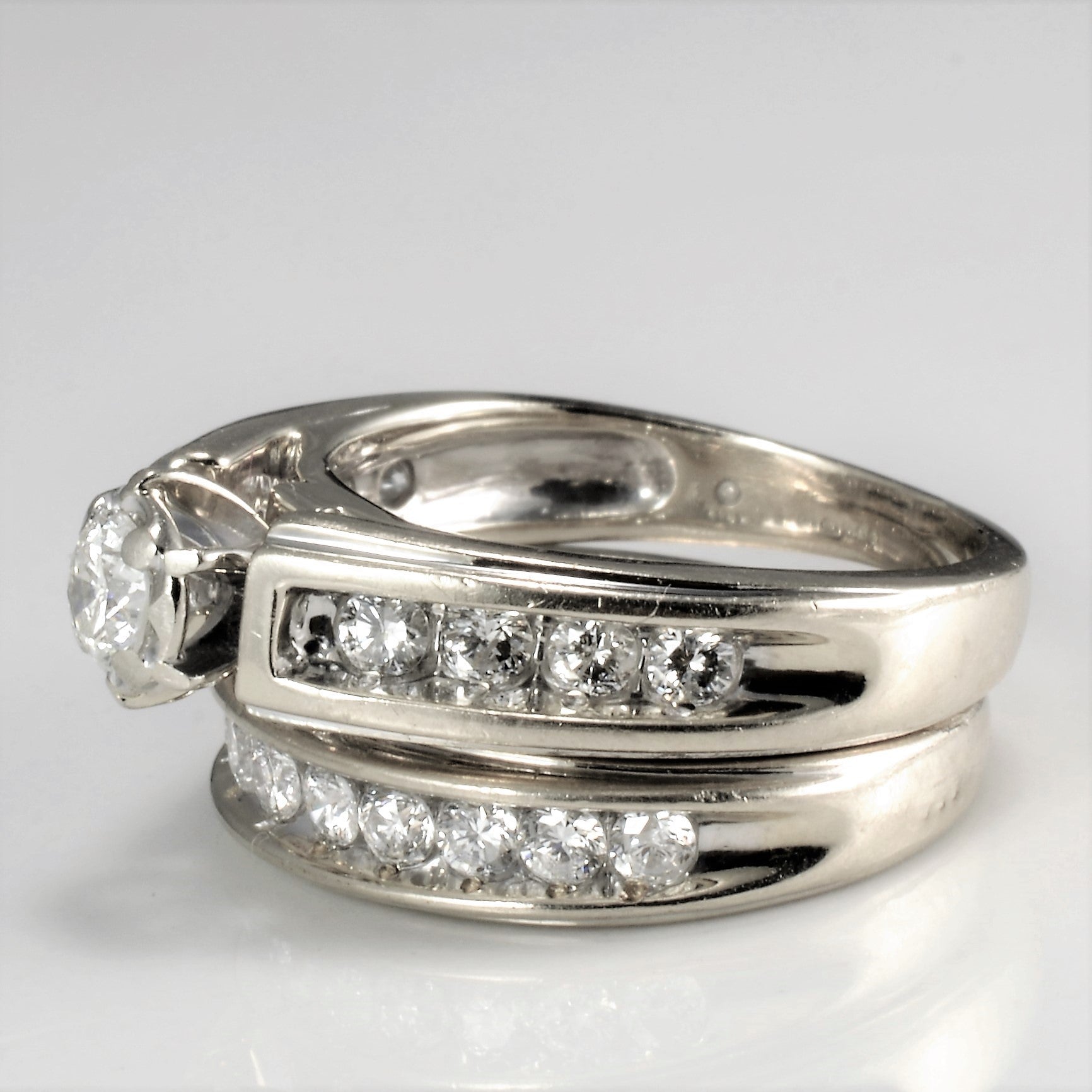 Channel Set Diamond Engagement Ring Set | 0.83 ctw, SZ 5.25 |