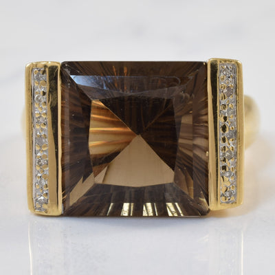 Smoky Quartz & Diamond Ring | 10.0ct, 0.05ctw | SZ 9 |