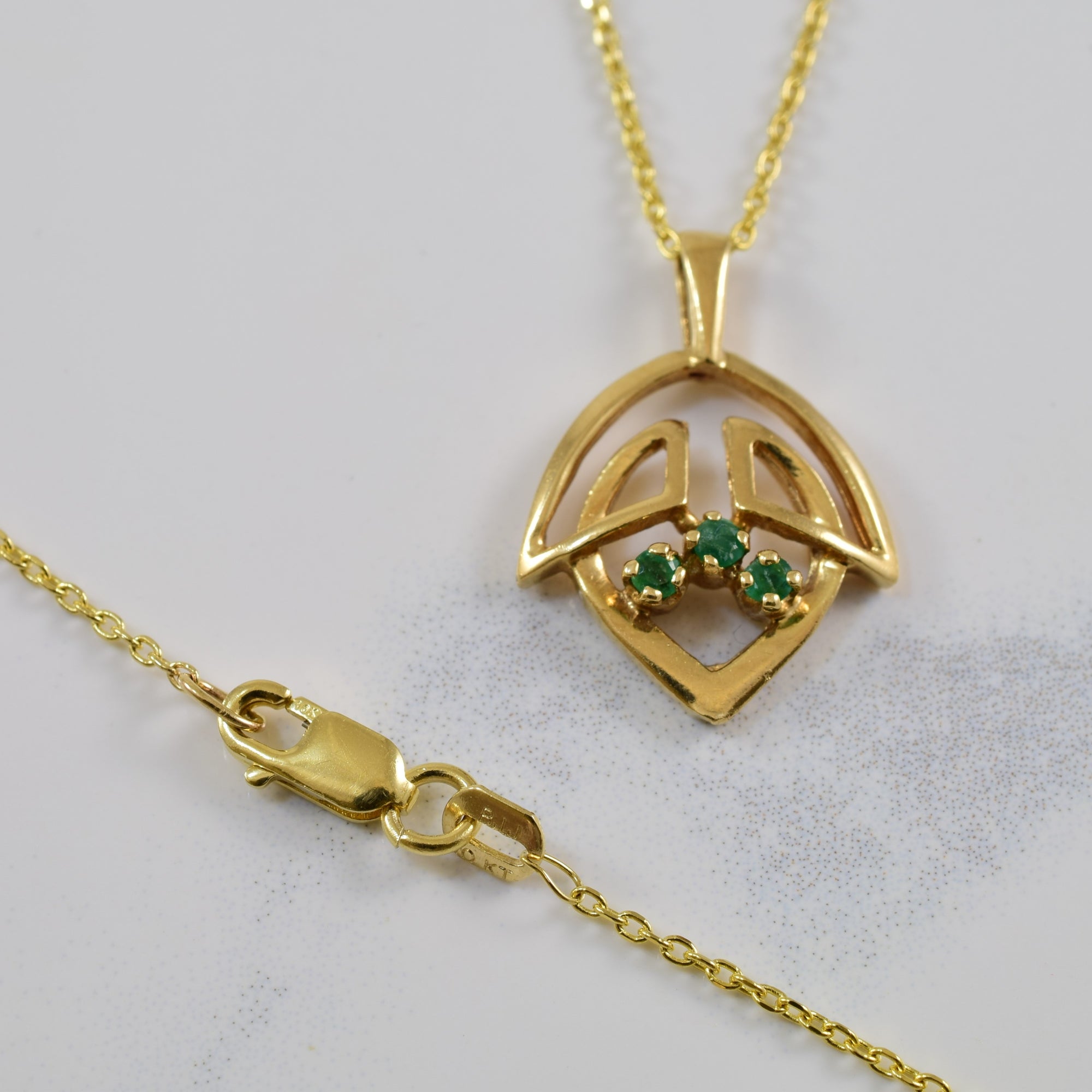 Geometric Emerald Necklace | 0.10ctw | 18