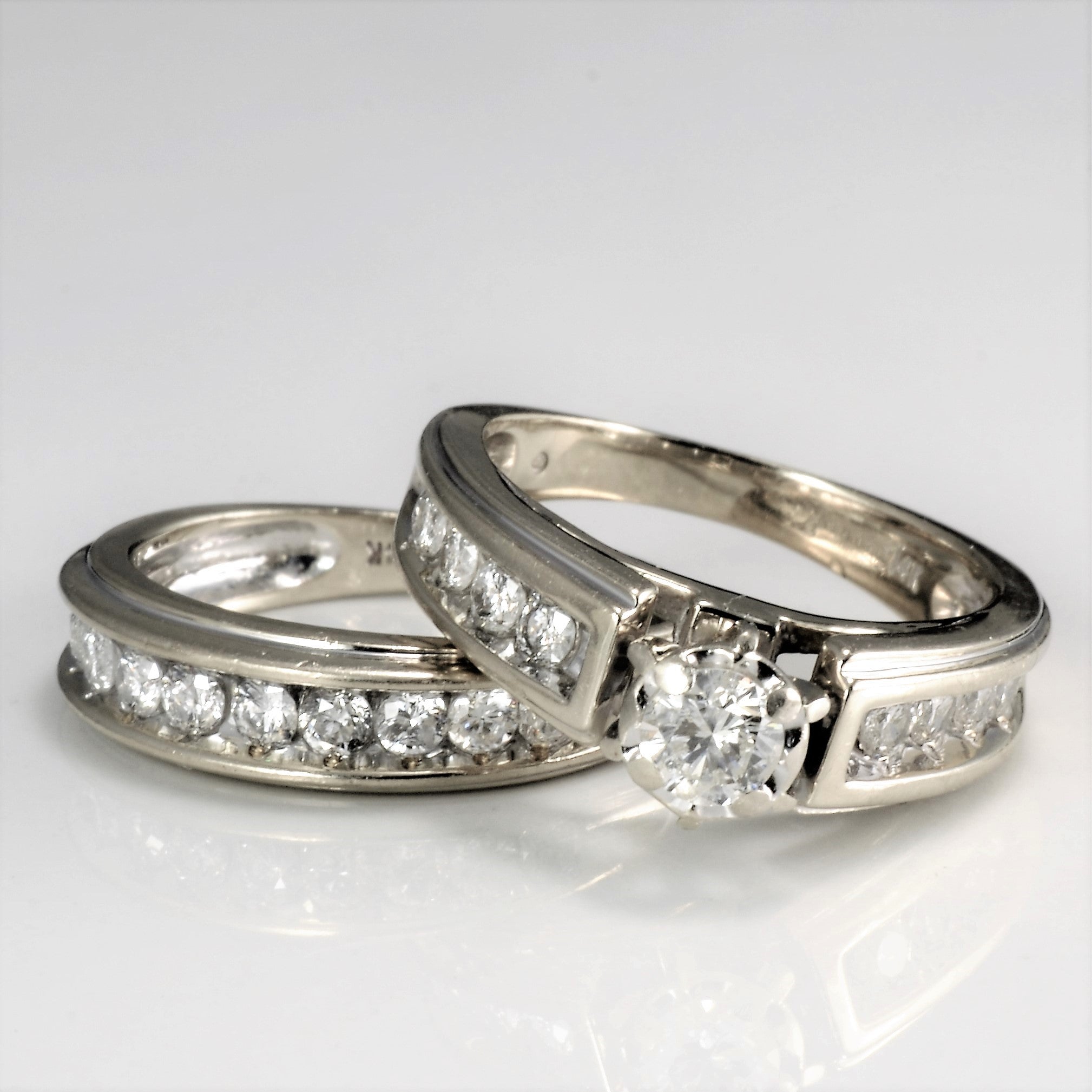 Channel Set Diamond Engagement Ring Set | 0.83 ctw, SZ 5.25 |