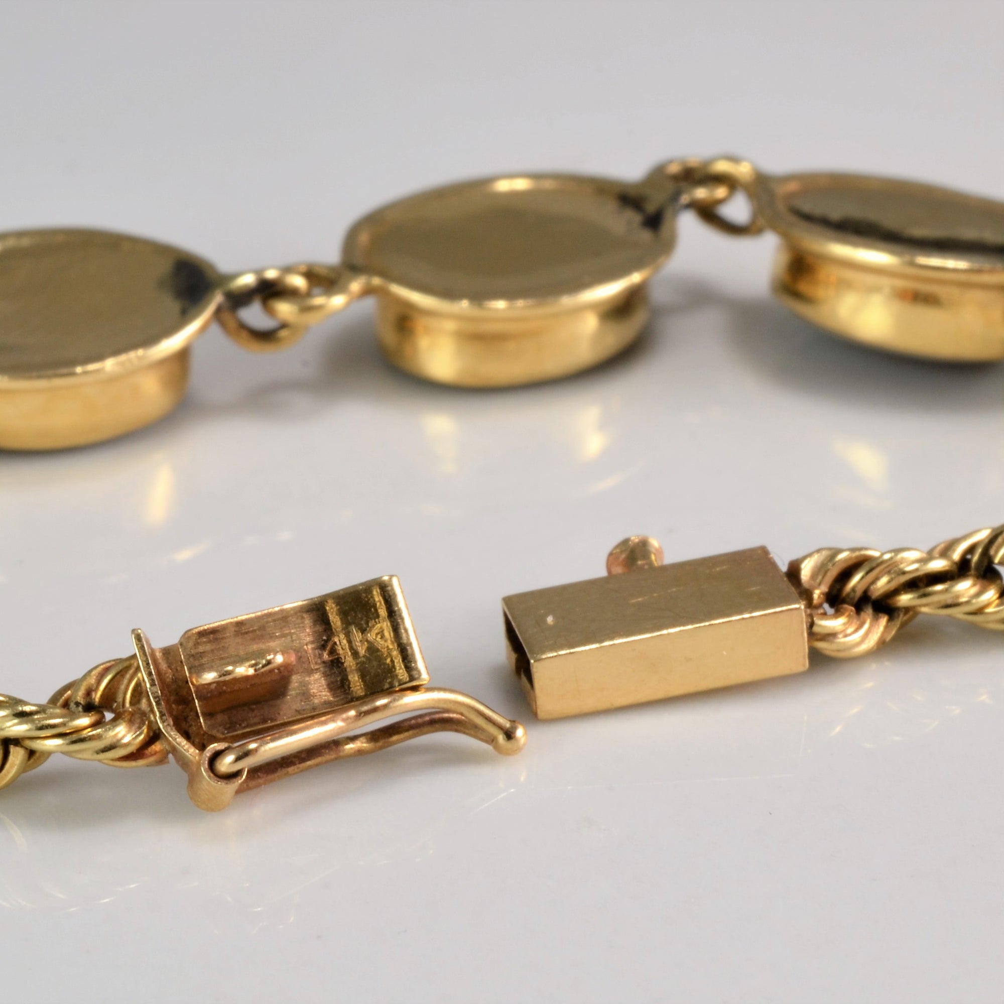 Bezel Set Ammolite Chain Bracelet | 6.5''|