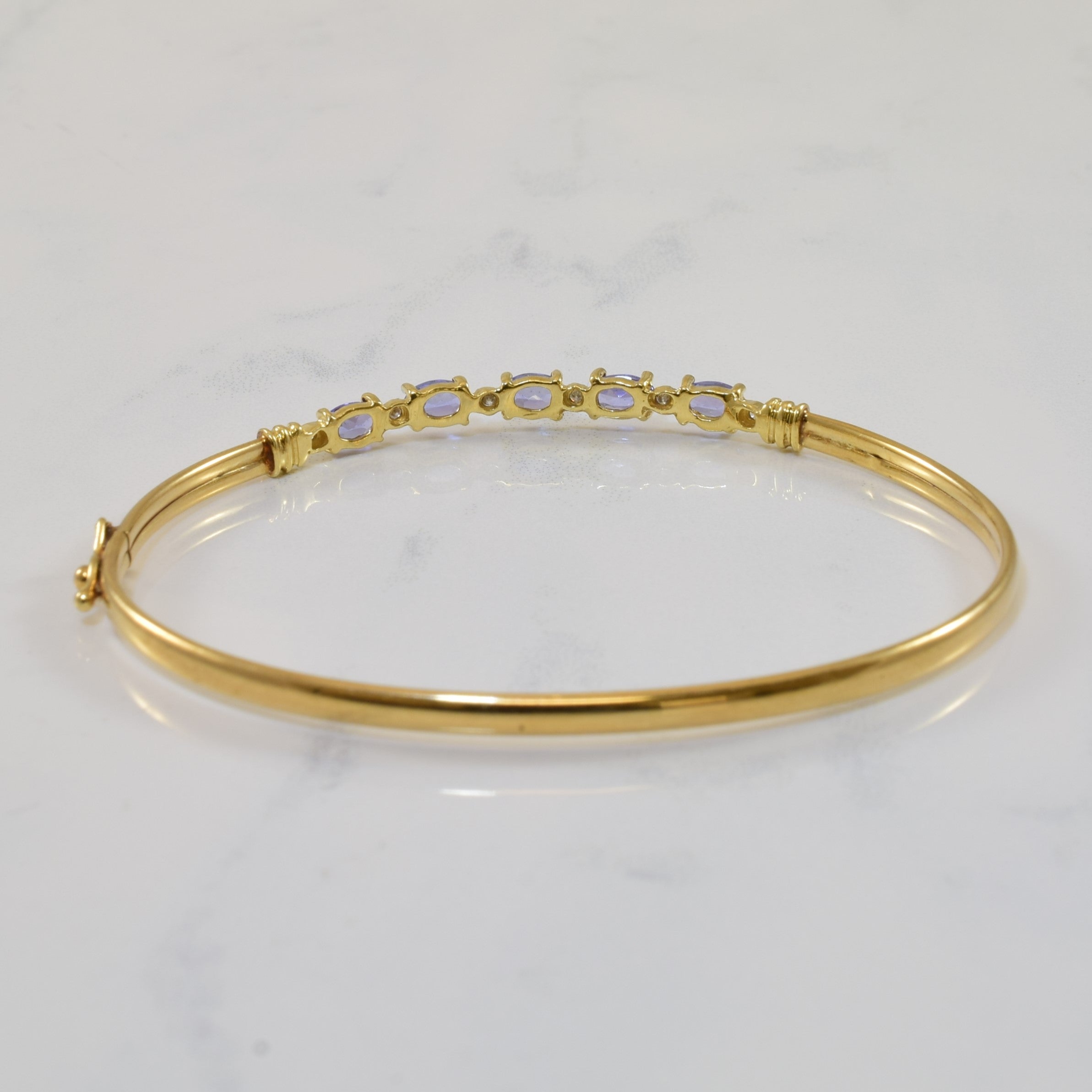 Tanzanite & Diamond Bangle Bracelet | 1.00ctw, 0.03ctw | 7.5" |