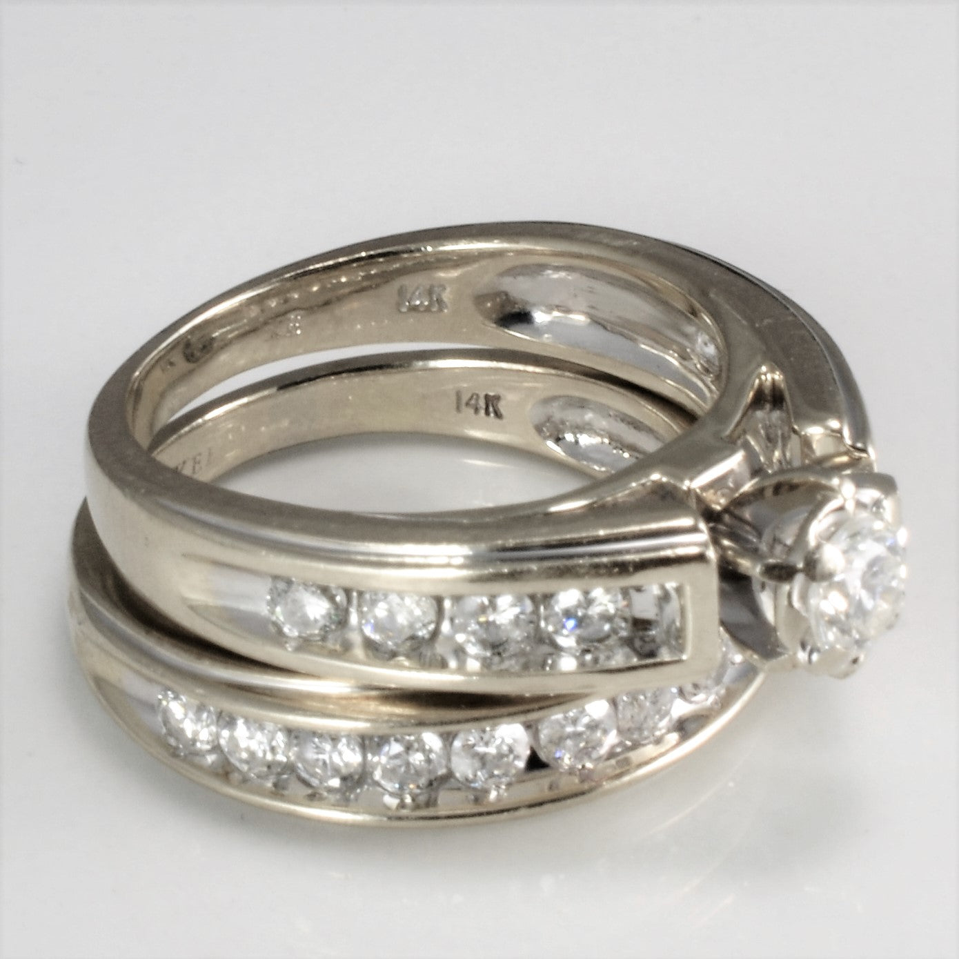 Channel Set Diamond Engagement Ring Set | 0.83 ctw, SZ 5.25 |