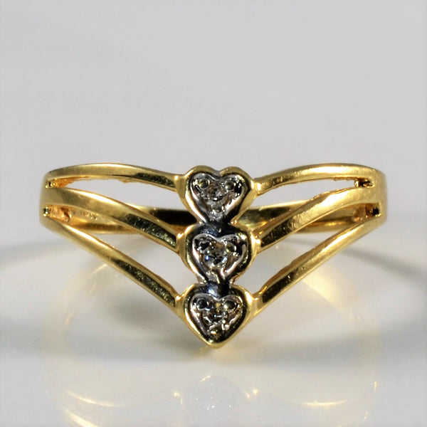Triple Heart Diamond Ring | 0.03ctw | SZ 5.25 |