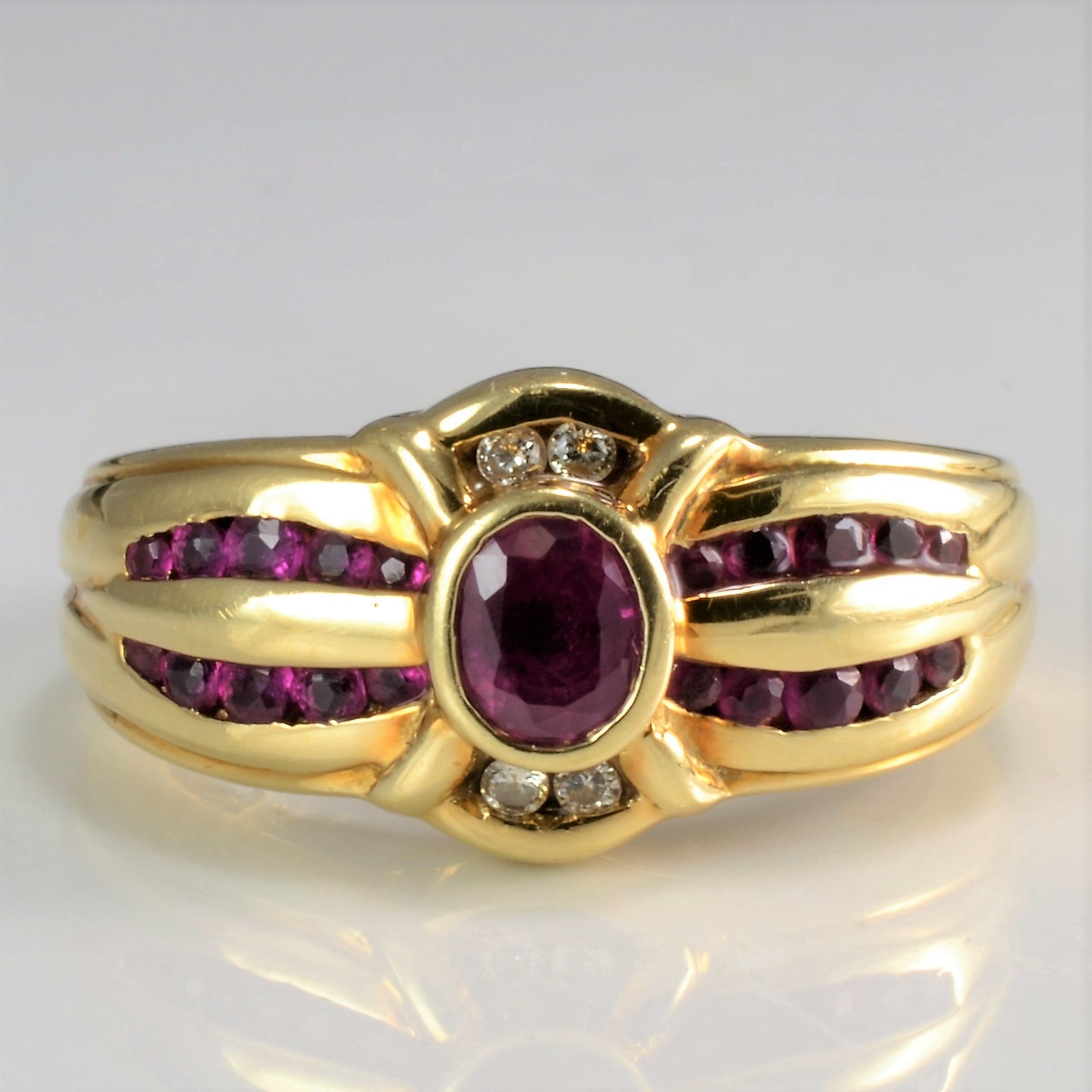 Channel Ruby & Diamond Ladies Cocktail Ring | 0.04 ctw, SZ 7 |