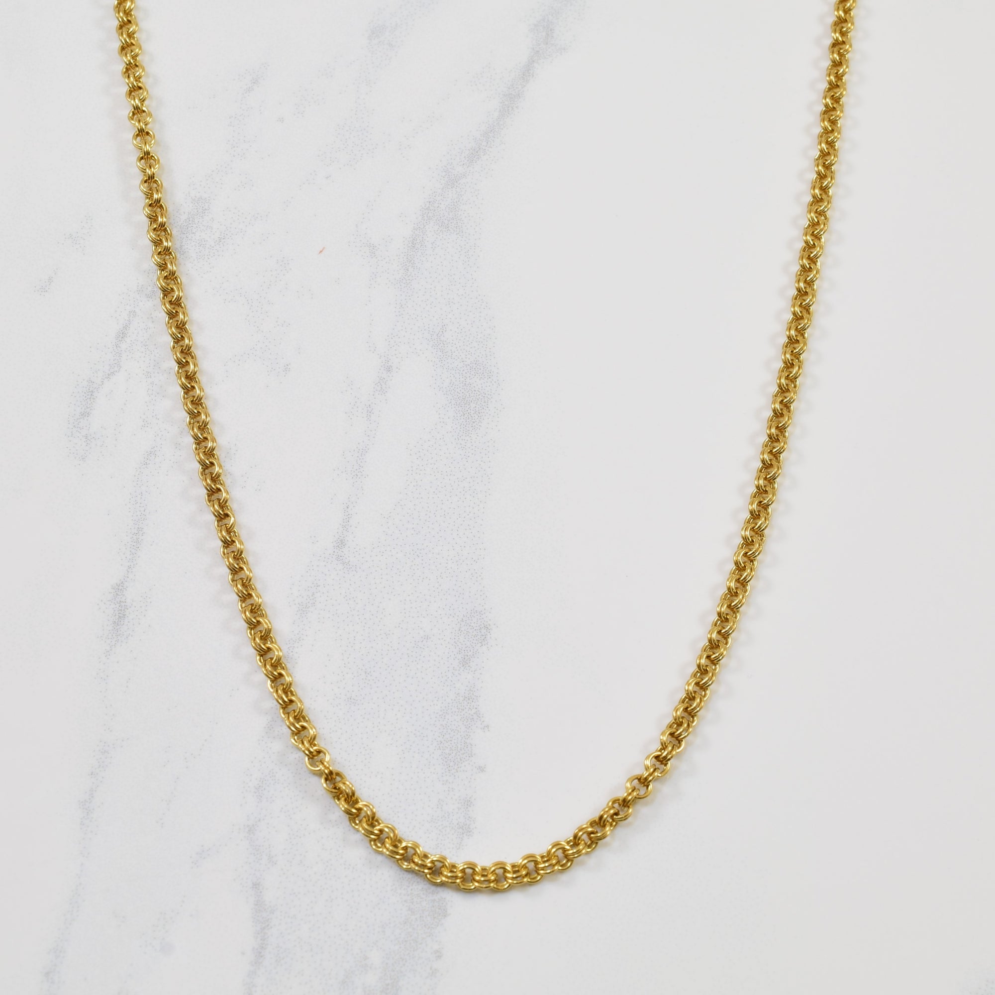 18k Yellow Gold Double Link Rolo Chain | 30