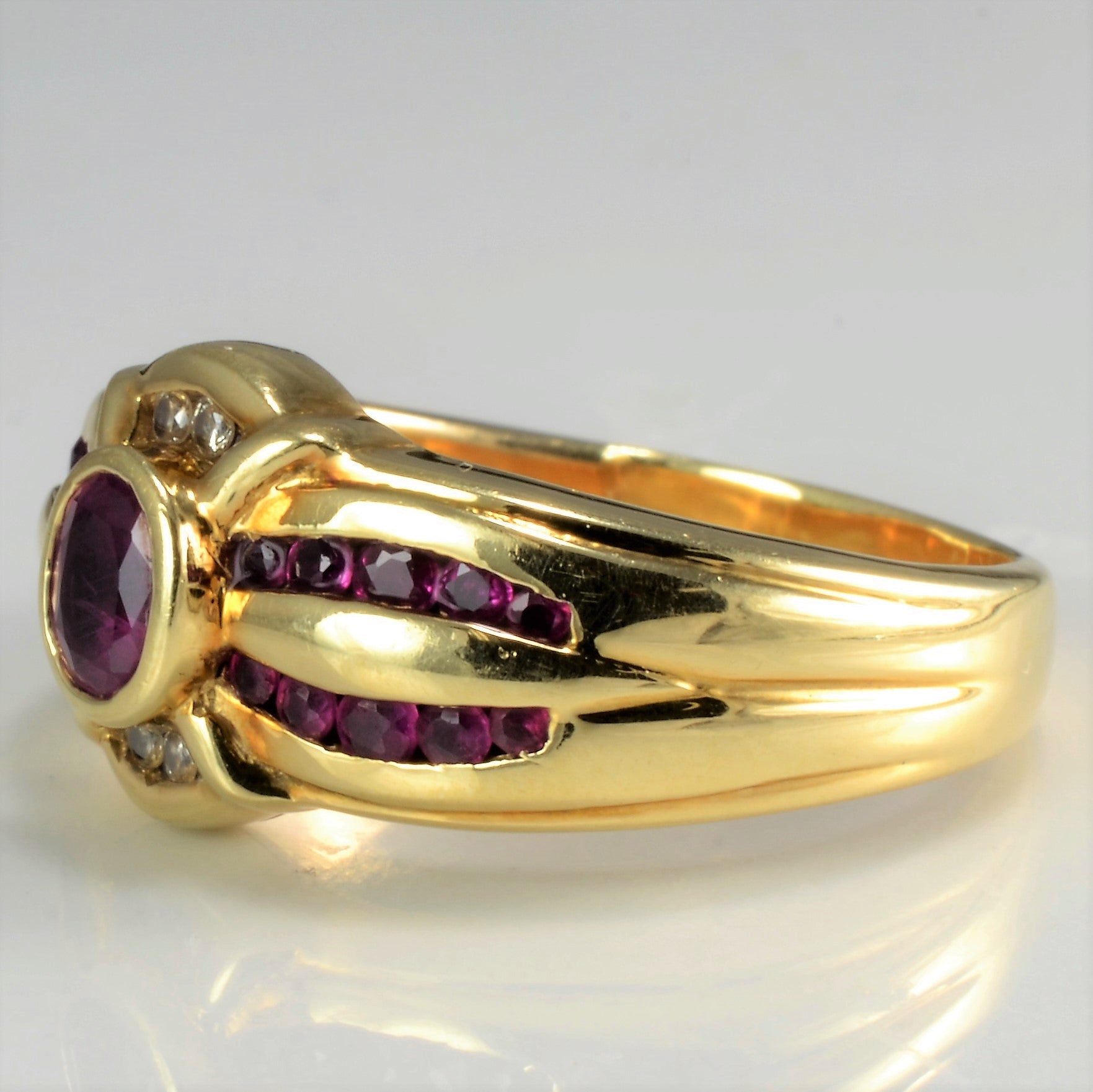 Channel Ruby & Diamond Ladies Cocktail Ring | 0.04 ctw, SZ 7 |