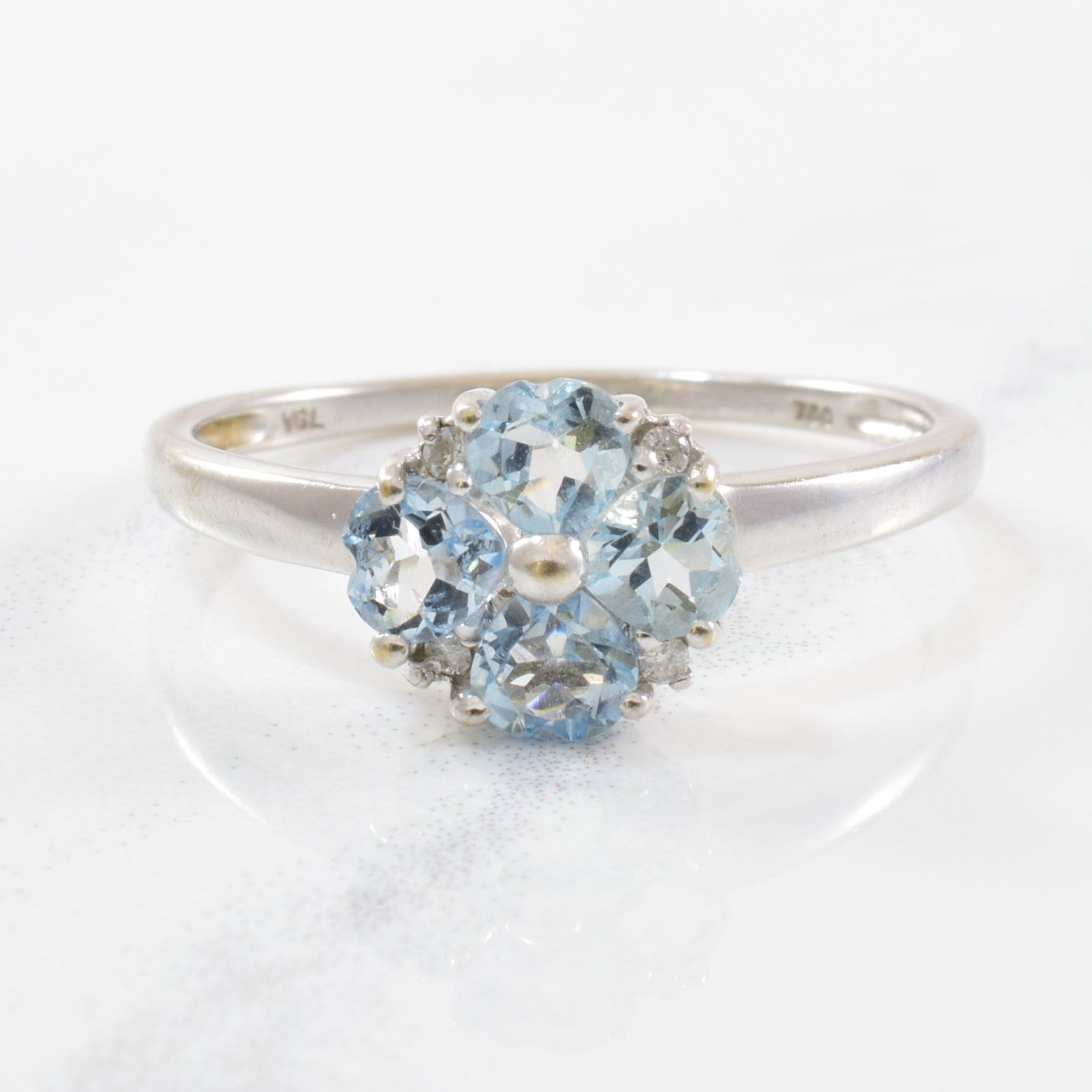 Aquamarine & Diamond Cluster Ring | 0.03ctw, 0.60ctw | SZ 7 |