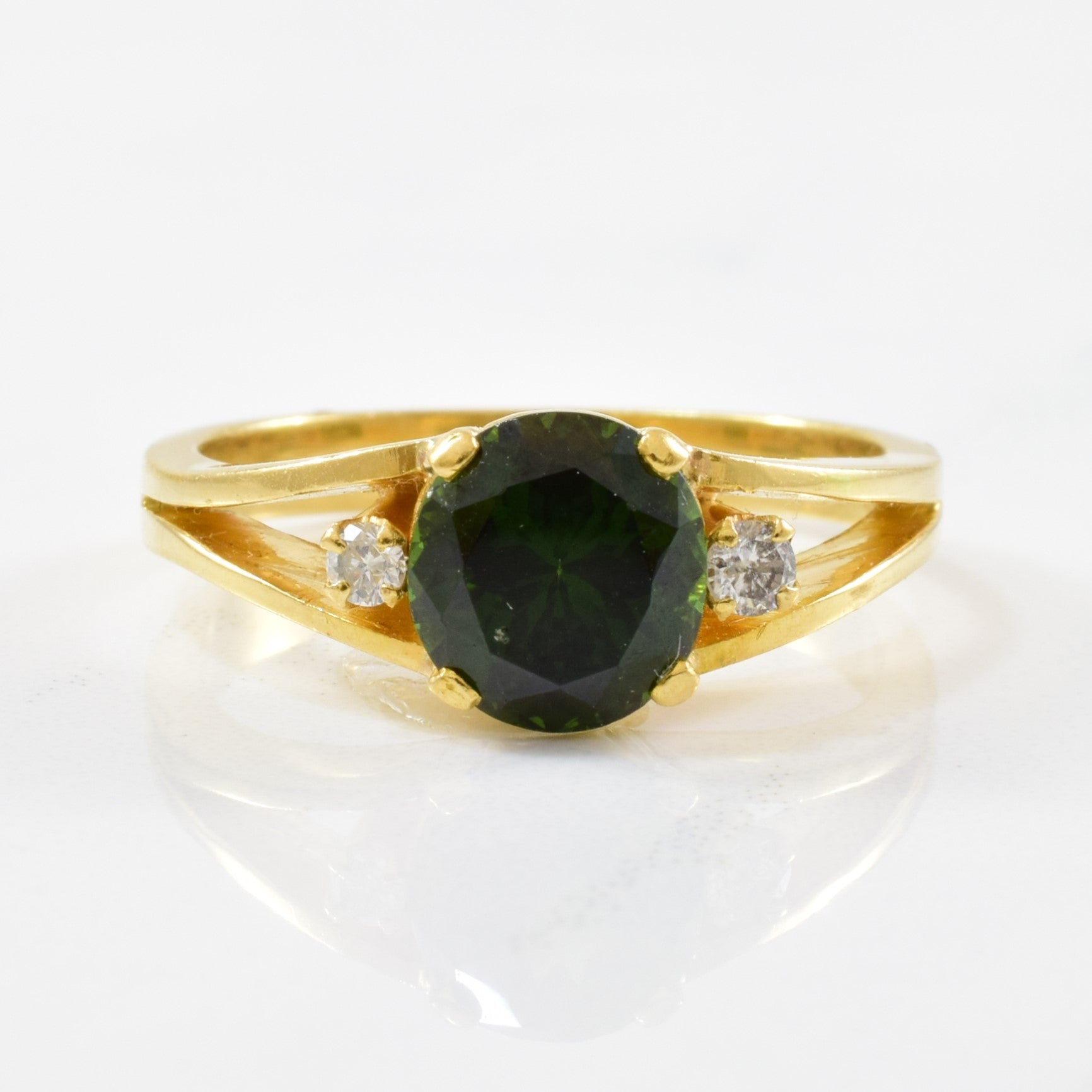 Green Zircon & Diamond Ring | 0.08ctw, 2.20ct | SZ 6.75 |