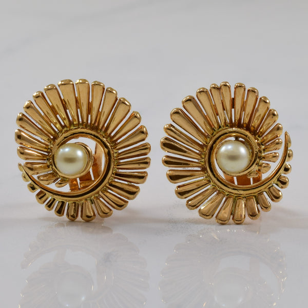 Pearl Spiral Burst French Clip Earrings | 1.40ctw |