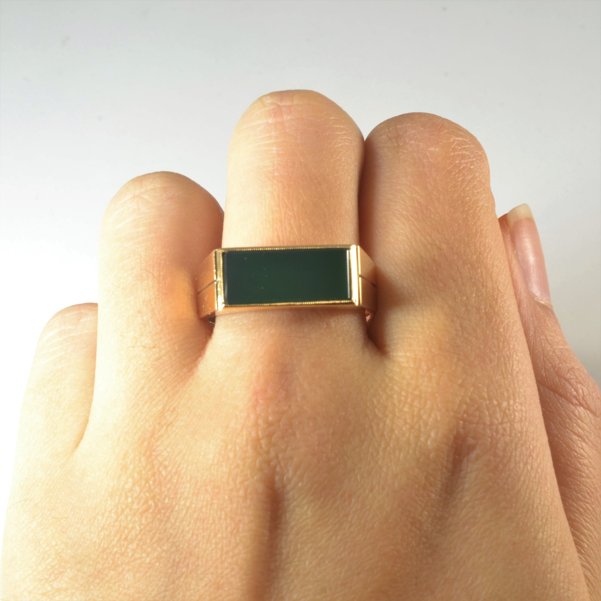 Rectangular Chalcedony Signet Ring | 2.00ct | SZ 11.75 |