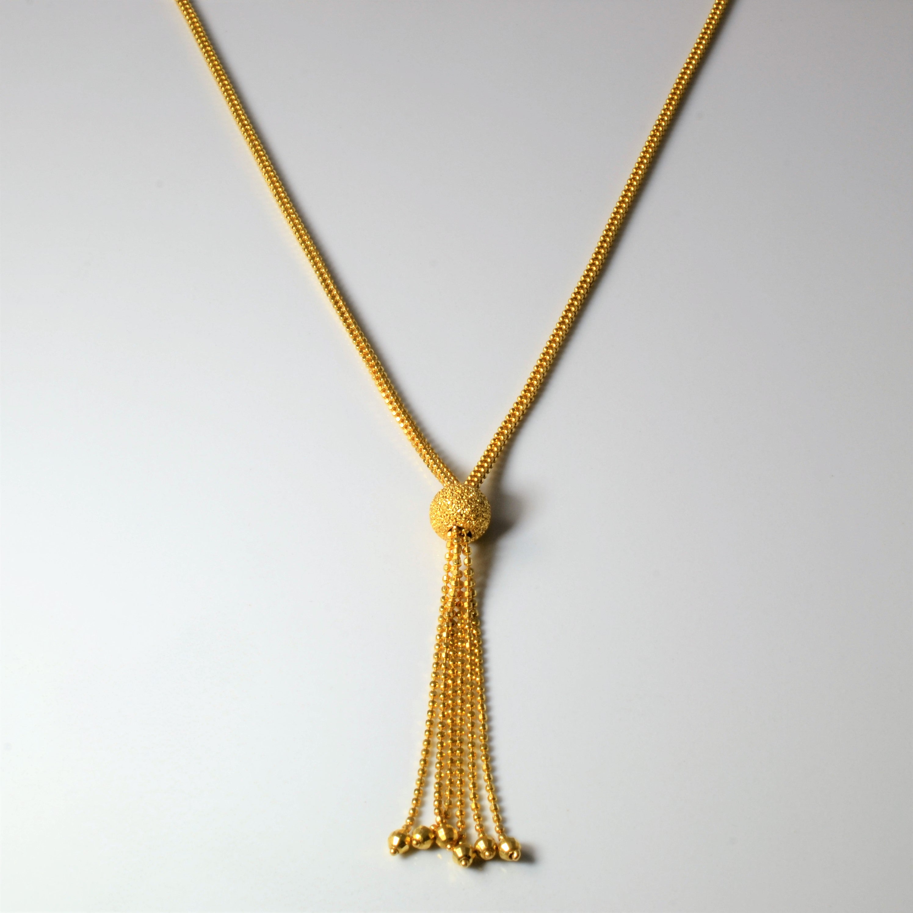 22k Yellow Gold Tassel Necklace | 16" |