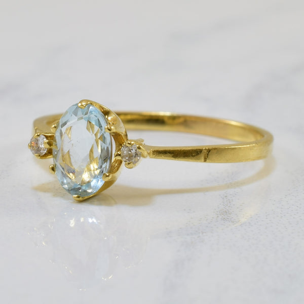 Oval Aquamarine & Diamond Ring | 0.69ct, 0.04ctw | SZ 7.75 |