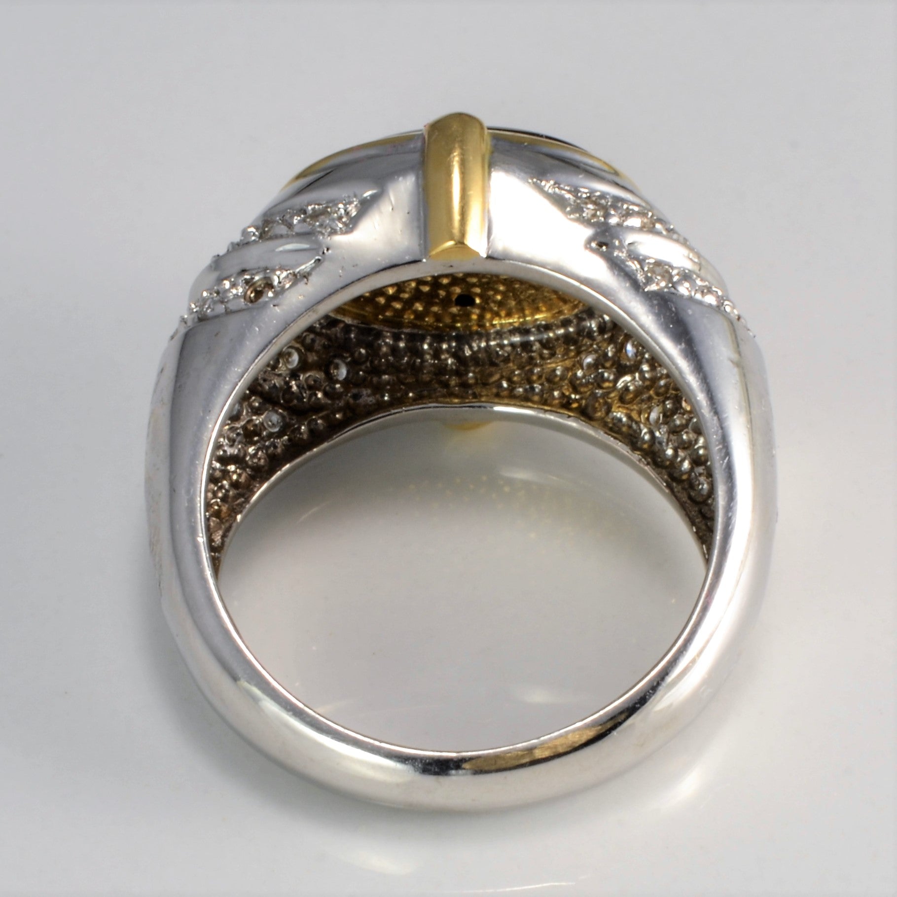 Bezel Set Ammolite & Diamond Dome Ring | 0.15 ctw, SZ 7 |