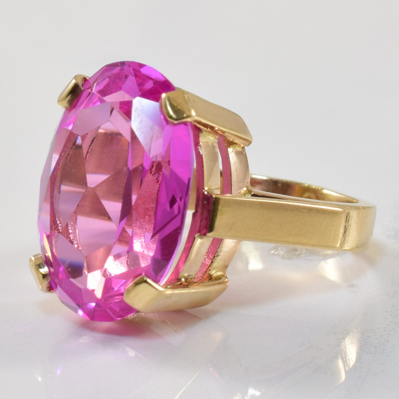 Solitaire Synthetic Pink Sapphire Ring | 15.0ct | SZ 5 |