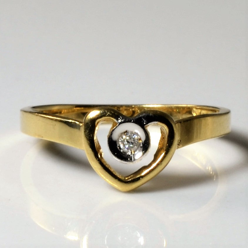 Solitaire Diamond Heart Ring | 0.01ct | SZ 1.75 |