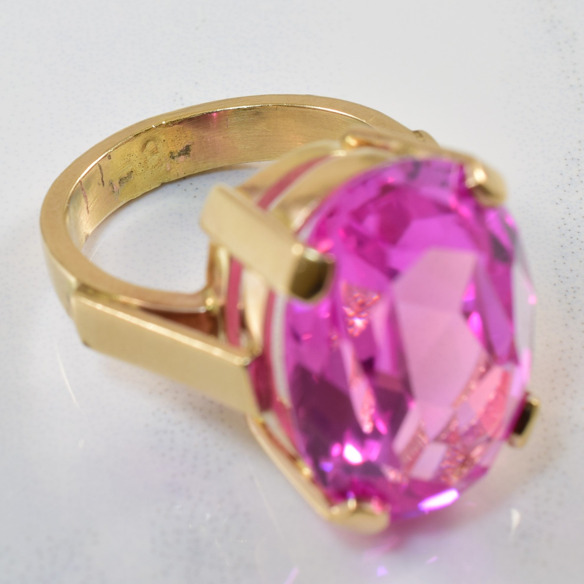 Solitaire Synthetic Pink Sapphire Ring | 15.0ct | SZ 5 |