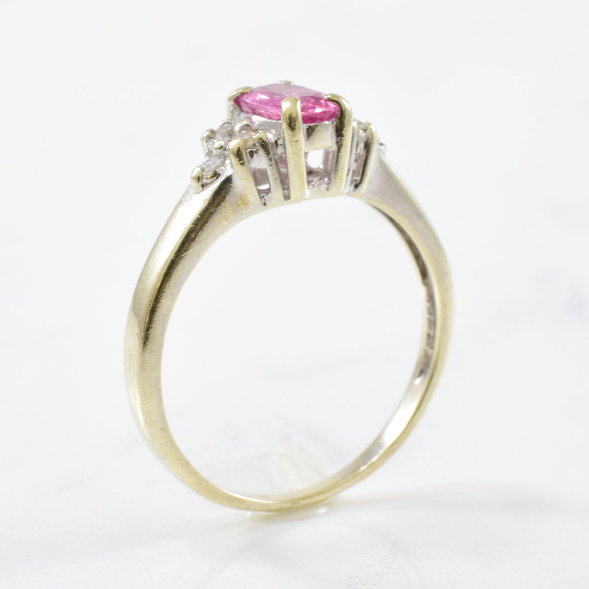 Pink Sapphire & Diamond Ring | 0.06ctw, 0.50ct | SZ 6 |