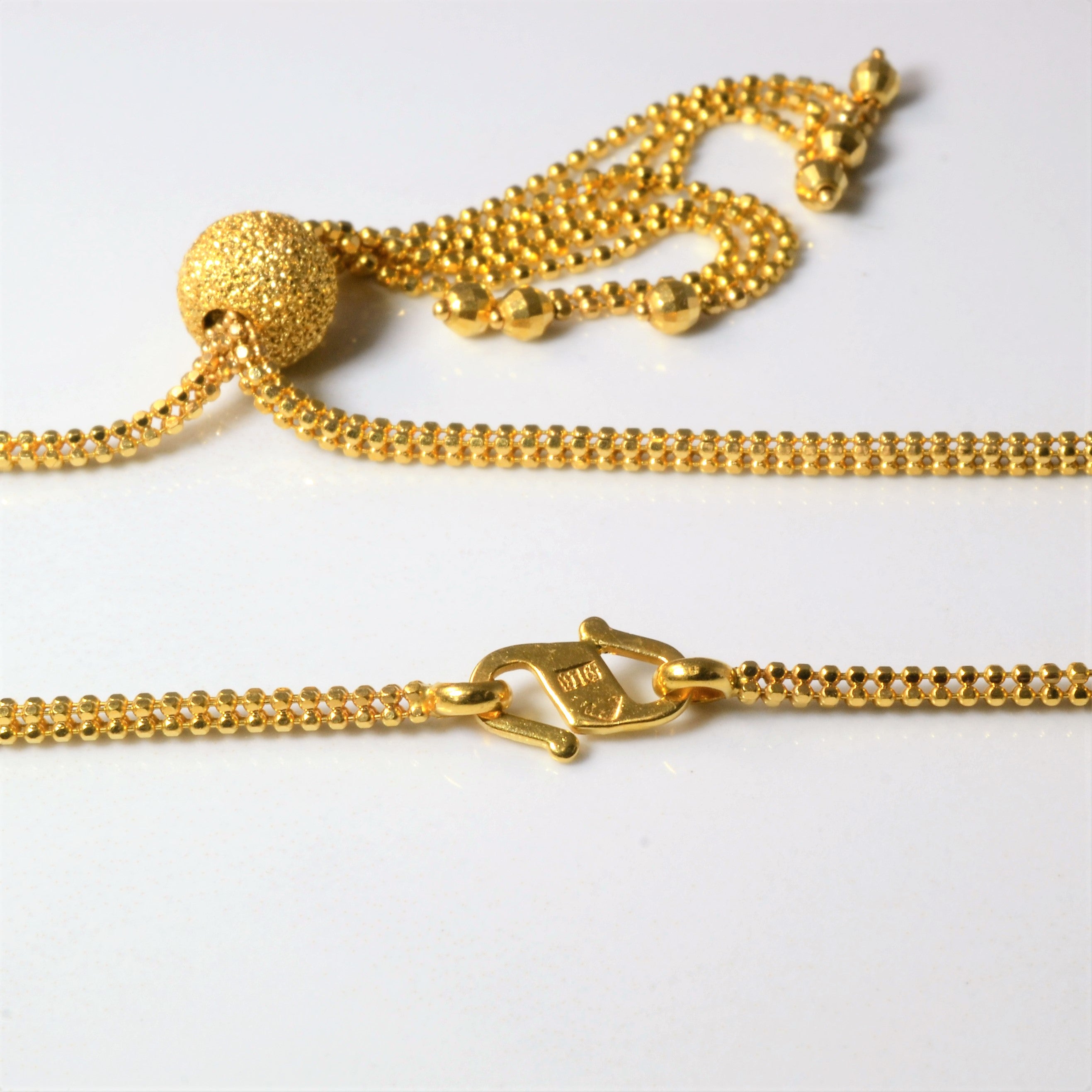 22k Yellow Gold Tassel Necklace | 16" |