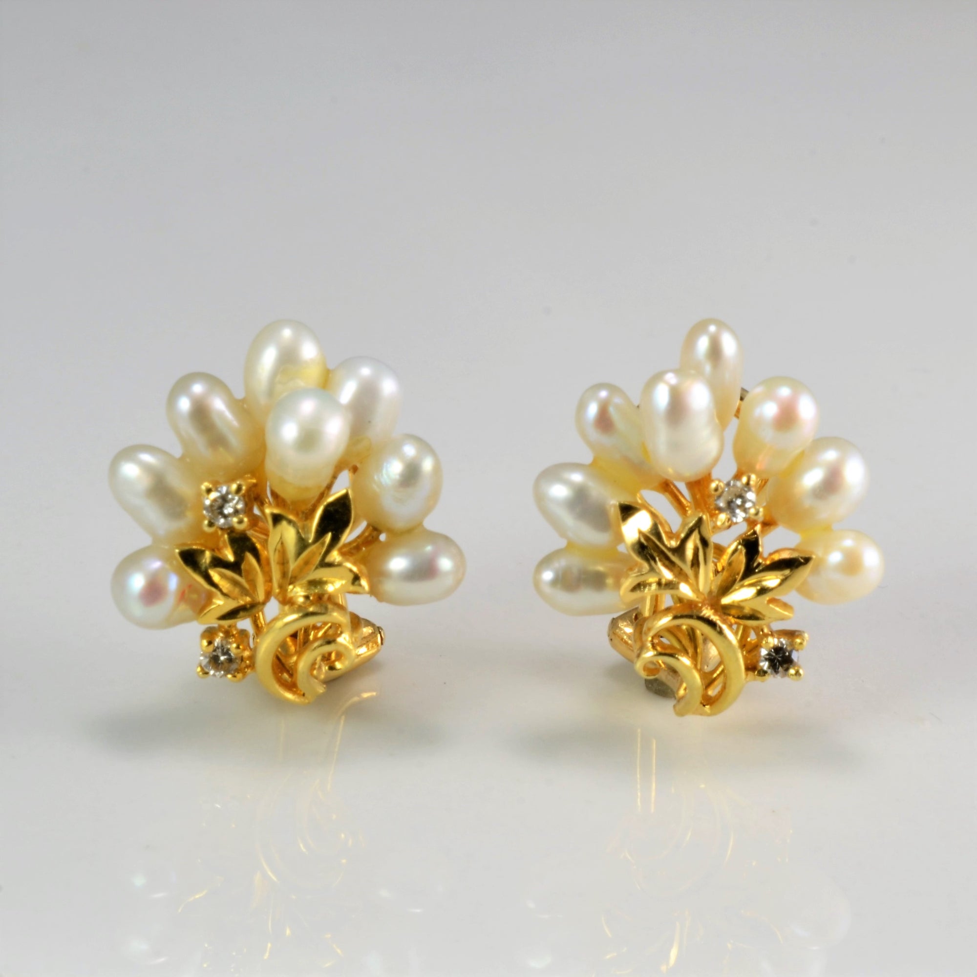 Fancy Pearl & Diamond Clip Earrings | 0.08 ctw |