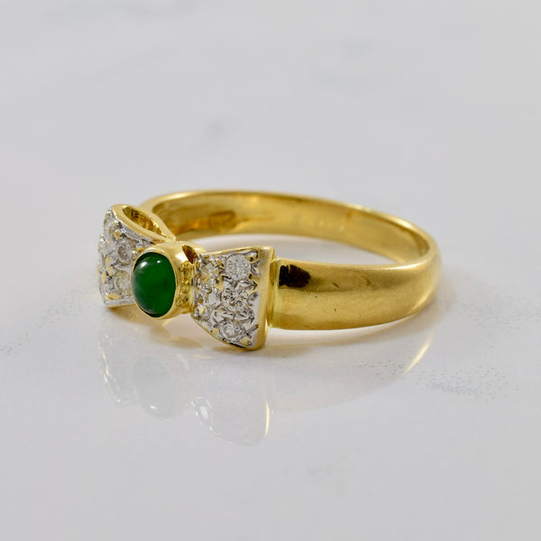 Diamond & Emerald Bow Ring | 0.15ctw, 0.15ct | SZ 5.75 |