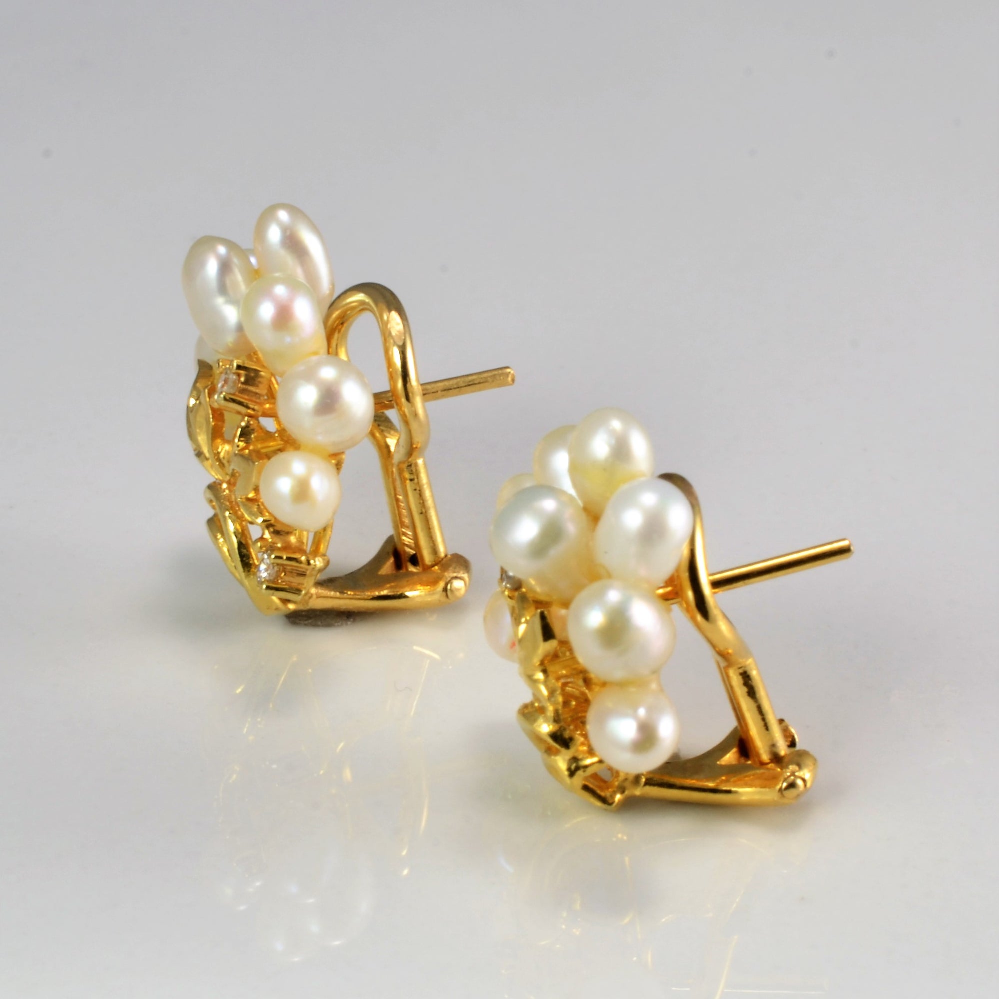Fancy Pearl & Diamond Clip Earrings | 0.08 ctw |