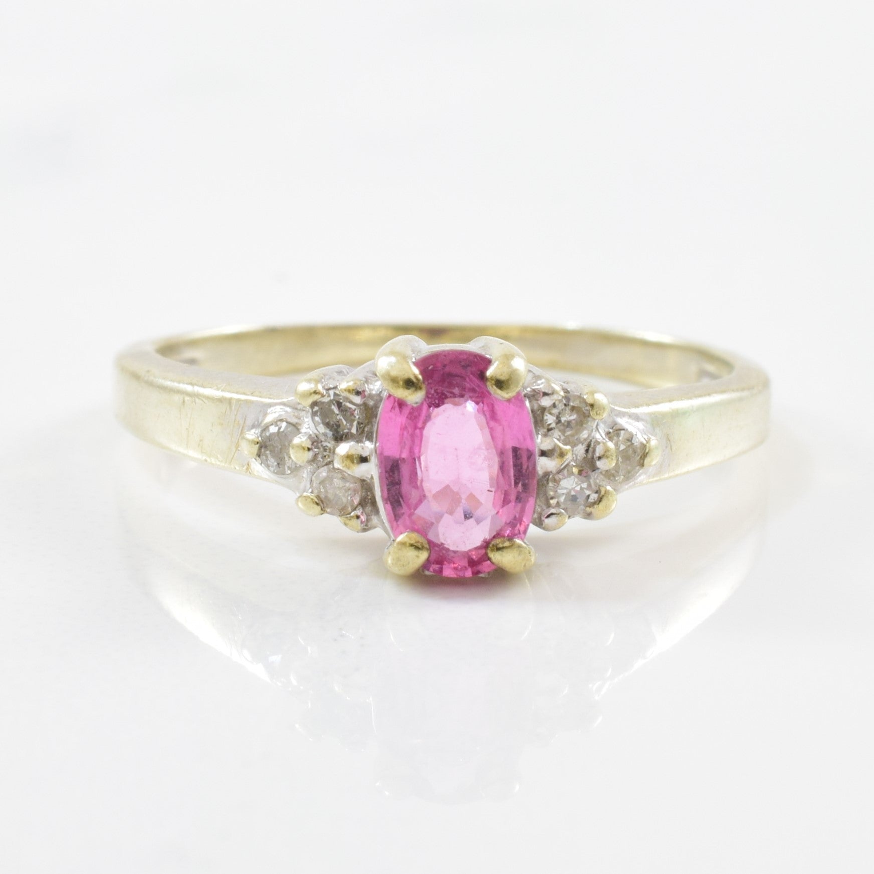 Pink Sapphire & Diamond Ring | 0.06ctw, 0.50ct | SZ 6 |