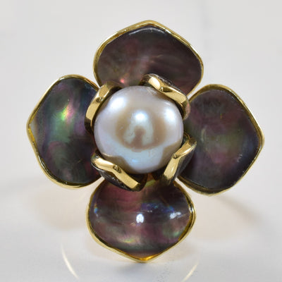 Floral Pearl Cocktail Ring | 8.00ct, 13.0ctw | SZ 6.5 |