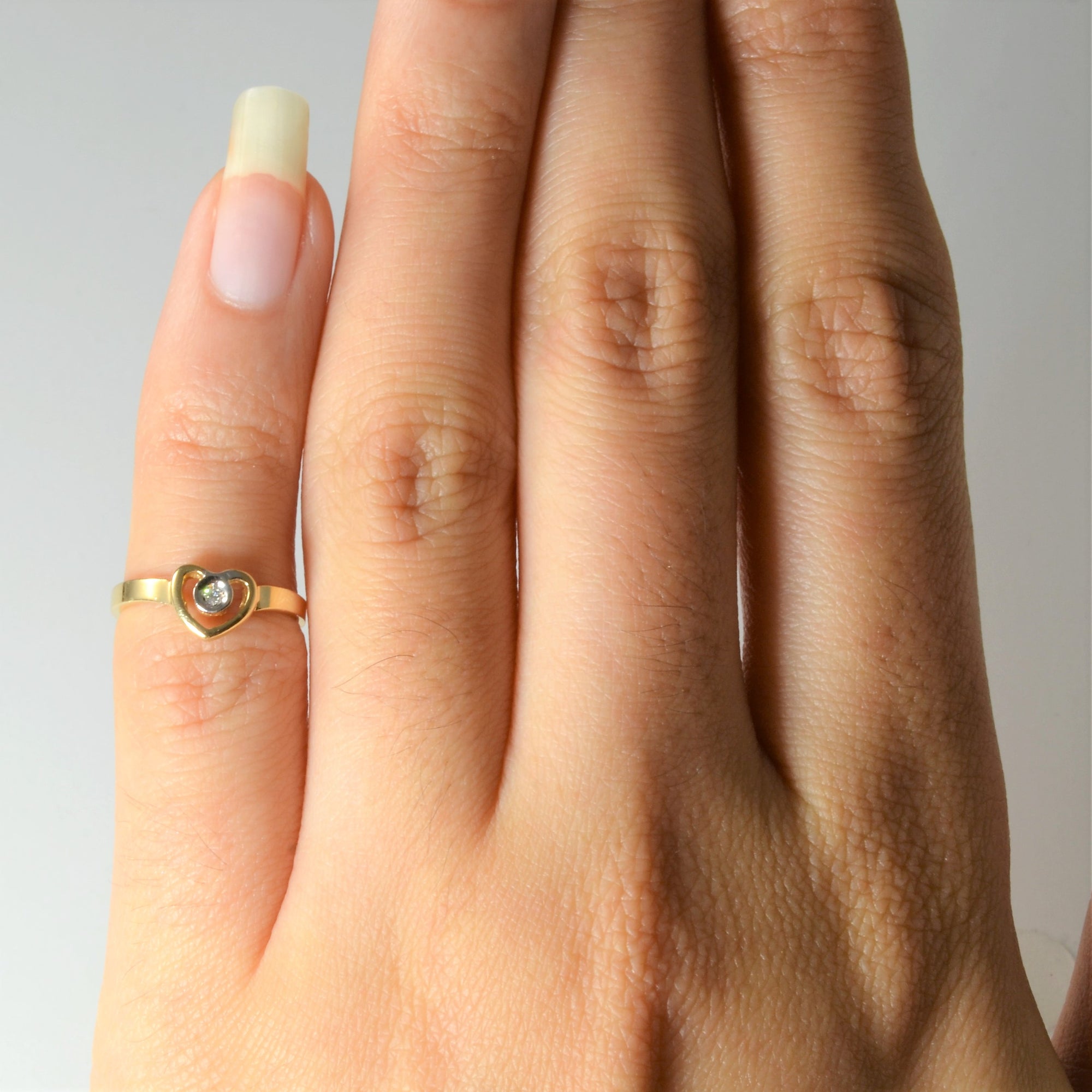 Solitaire Diamond Heart Ring | 0.01ct | SZ 1.75 |
