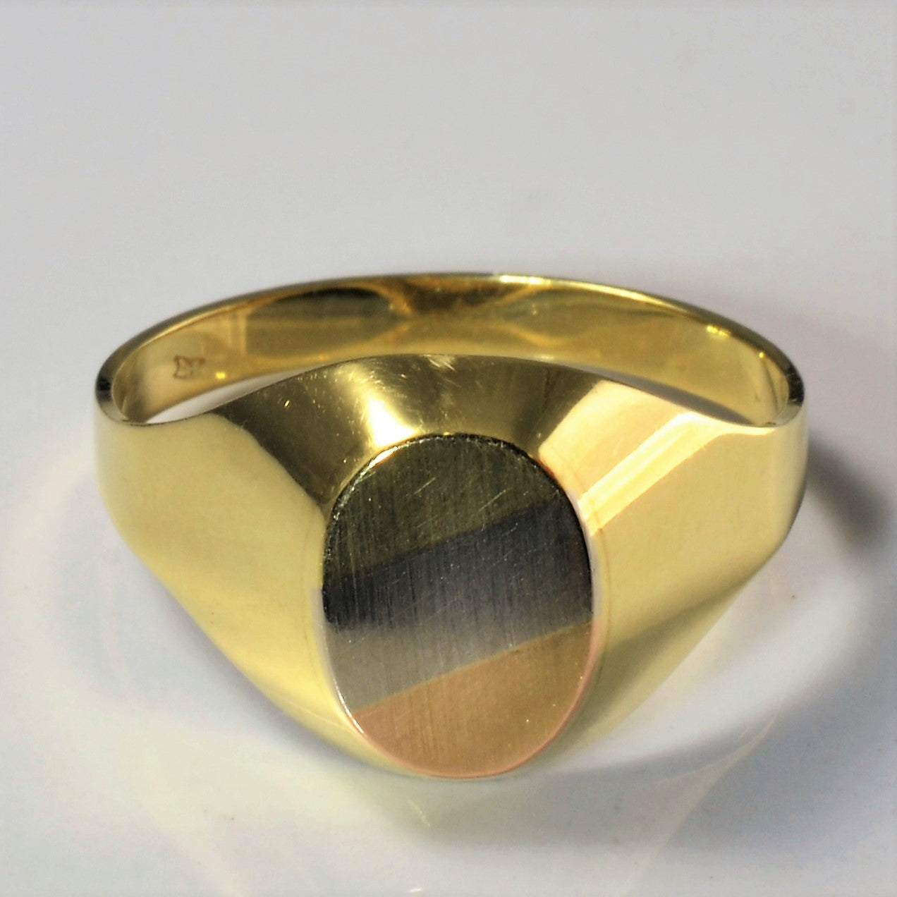 Tri Tone Gold Dome Signet Ring | SZ 12.25 |