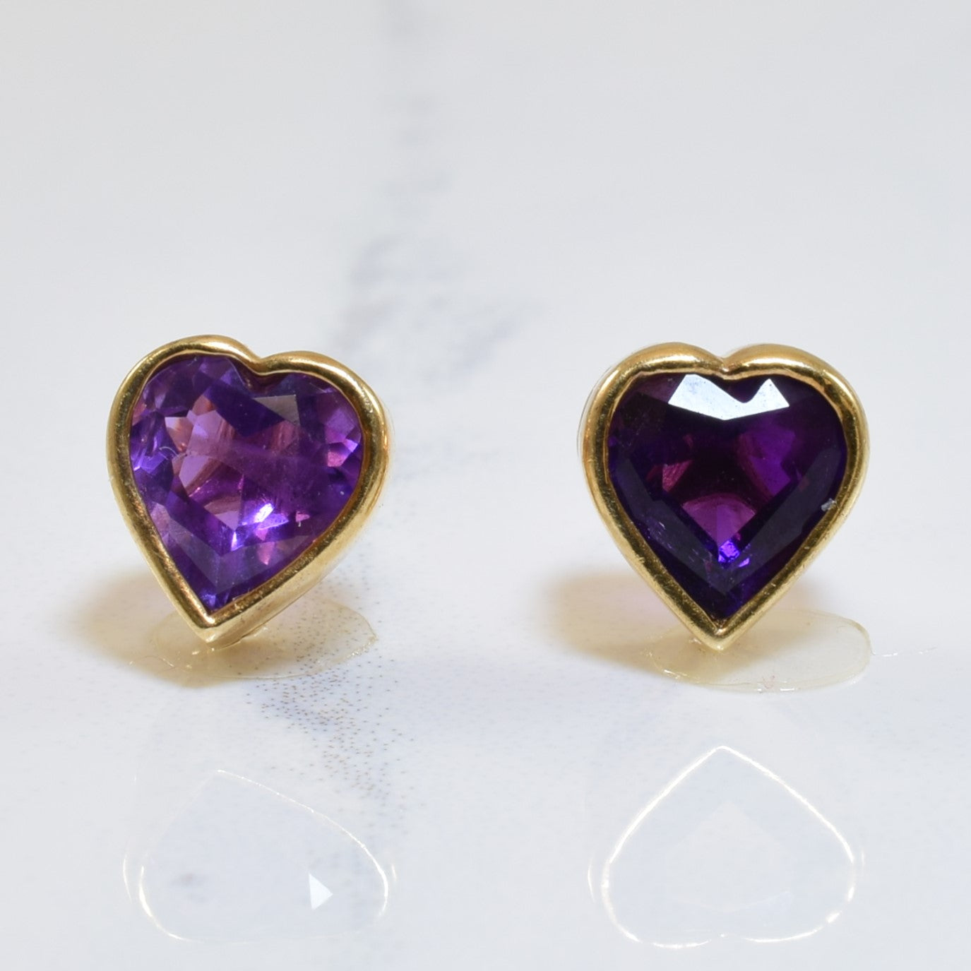 Amethyst Heart Stud Earrings | 1.20ctw |