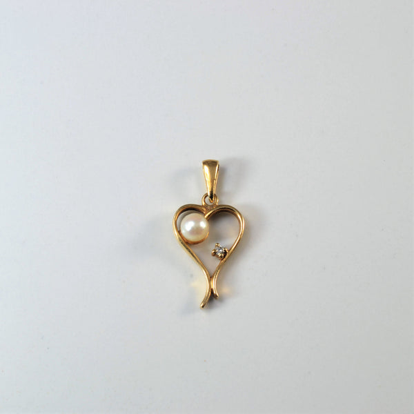 Pearl & Diamond Heart Pendant | 0.01ct |