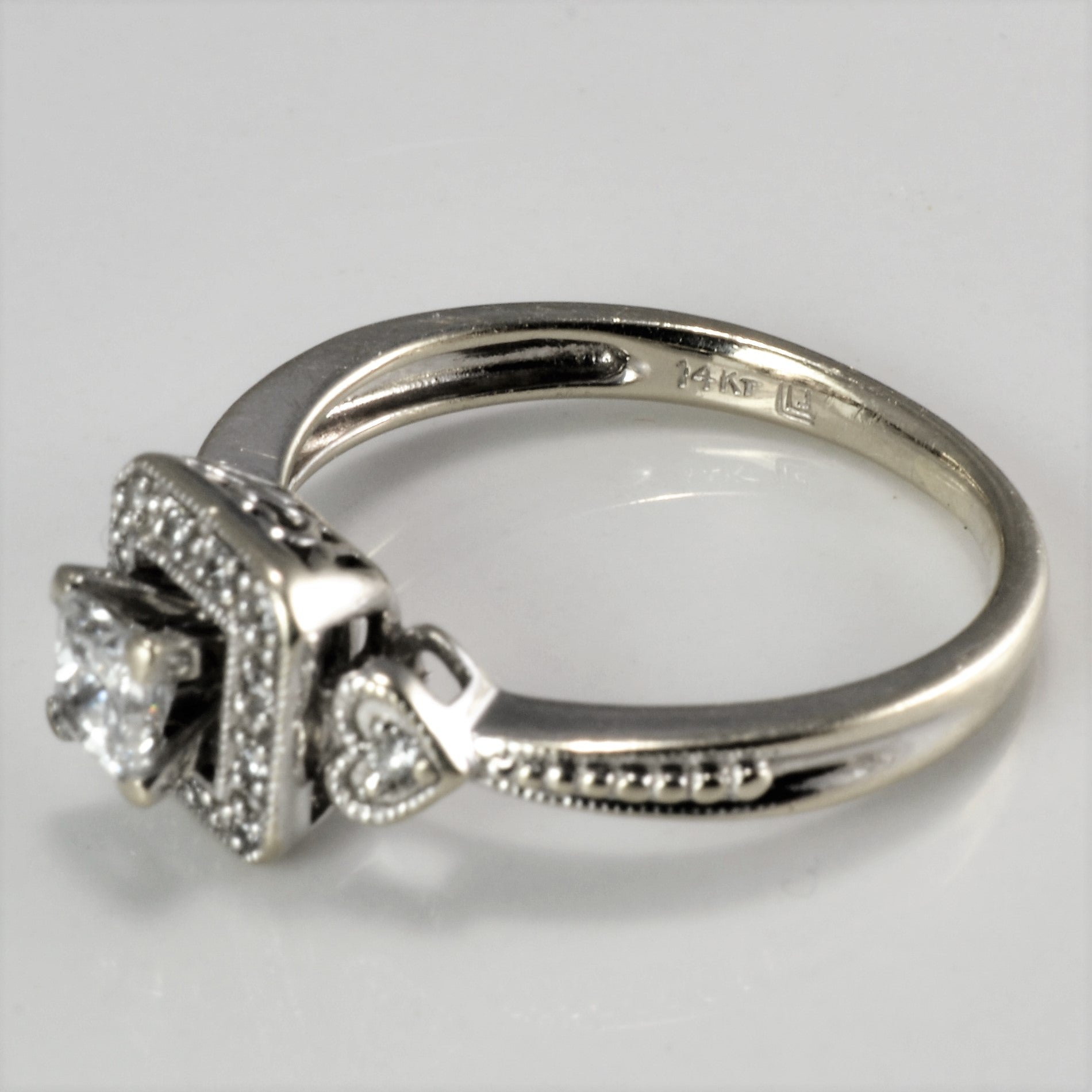 Milgrain Detailed Halo Diamond Engagement Ring | 0.35 ctw, SZ 6 |